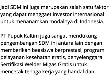 Jadi SDM ini juga merupakan salah satu faktor yang dapat menggaet investor internasional untuk menanamkan modalnya di...