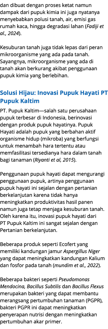 dan dibuat dengan proses ketat namun dampak dari pupuk kimia ini juga nyatanya menyebabkan polusi tanah, air, emisi g...