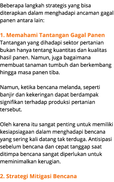 Beberapa langkah strategis yang bisa diterapkan dalam menghadapi ancaman gagal panen antara lain: 1. Memahami Tantang...