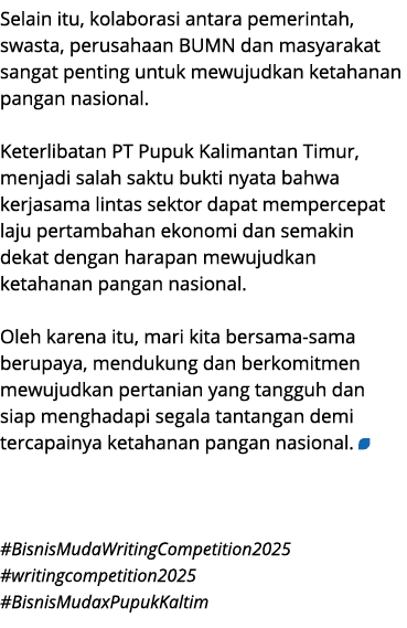 Selain itu, kolaborasi antara pemerintah, swasta, perusahaan BUMN dan masyarakat sangat penting untuk mewujudkan keta...