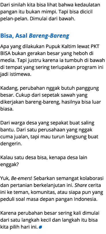 Dari sinilah kita bisa lihat bahwa kedaulatan pangan itu bukan mimpi. Tapi bisa dicicil pelan pelan. Dimulai dari baw...