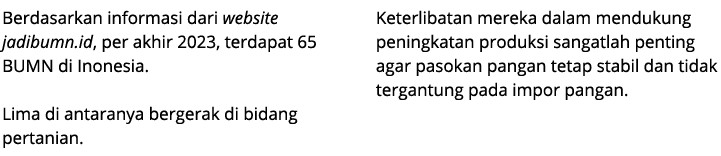 Berdasarkan informasi dari website jadibumn.id, per akhir 2023, terdapat 65 BUMN di Inonesia. Lima di antaranya berge...