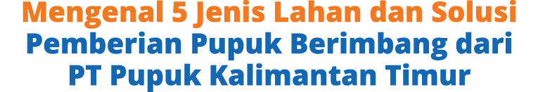 Mengenal 5 Jenis Lahan dan Solusi Pemberian Pupuk Berimbang dari PT Pupuk Kalimantan Timur