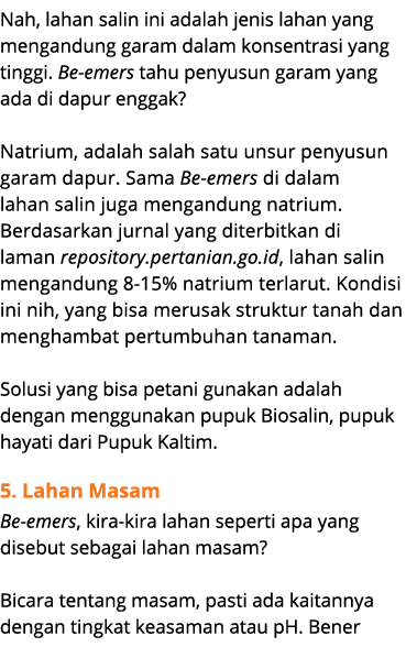 Nah, lahan salin ini adalah jenis lahan yang mengandung garam dalam konsentrasi yang tinggi. Be emers tahu penyusun g...