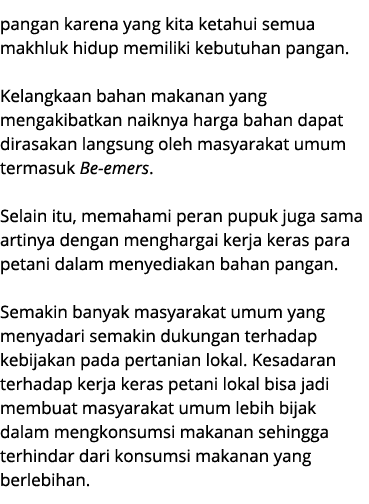 pangan karena yang kita ketahui semua makhluk hidup memiliki kebutuhan pangan. Kelangkaan bahan makanan yang mengakib...