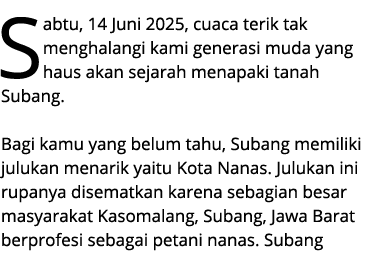 Sabtu, 14 Juni 2025, cuaca terik tak menghalangi kami generasi muda yang haus akan sejarah menapaki tanah Subang. Bag...