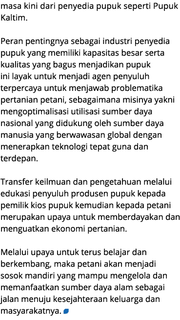 masa kini dari penyedia pupuk seperti Pupuk Kaltim. Peran pentingnya sebagai industri penyedia pupuk yang memiliki ka...
